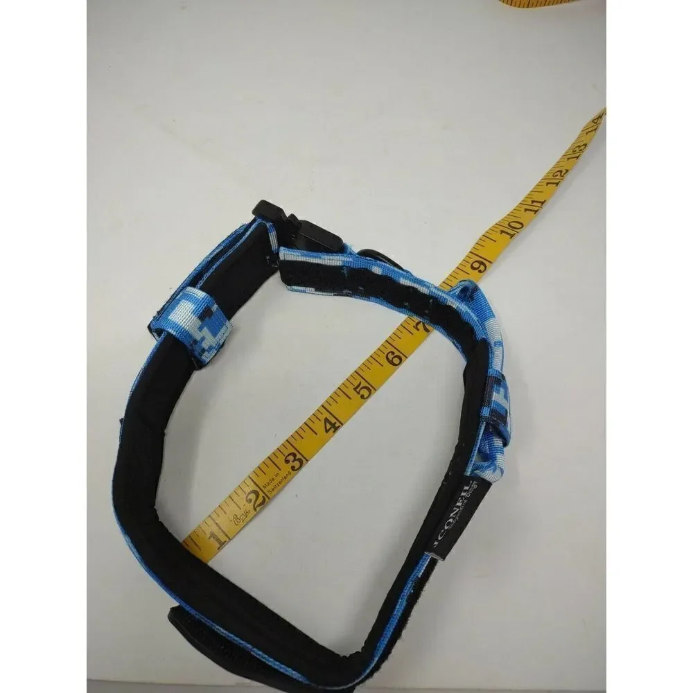 Dog Collar Blue Urban Camo With Flag Adjustable with Quick Release Fits 7 inch